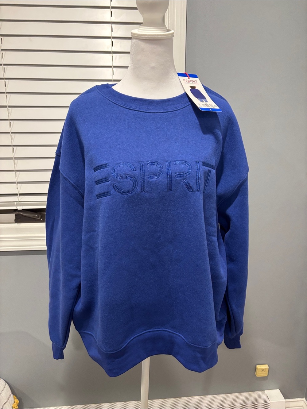 Esprit Women Blue Embroidered Logo Crewneck Sweater
